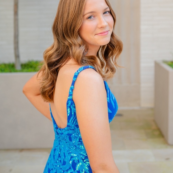 Sequin Embellished Mini Dress – Electric Blue - Picture 3 of 3